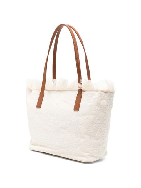 MC2 Saint Barth mid City fringed floral shoulder bag - Neutrals