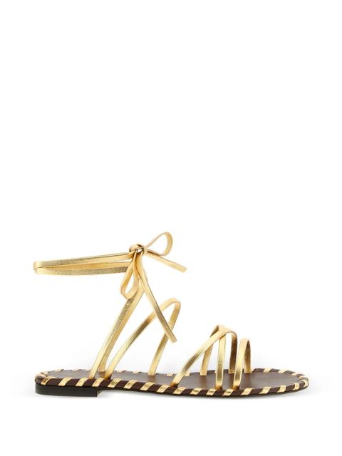 Gianvito Rossi nappa tie sandals - Gold - zdjęcie produktu nr 1