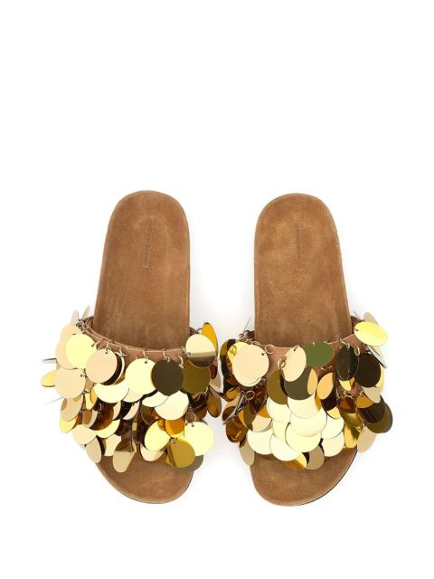 Rabanne sequin-embellished slides - Gold