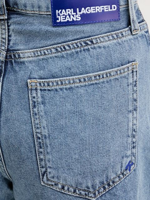 Karl Lagerfeld Jeans szorty jeansowe damskie kolor niebieski gładkie high waist A2W10041