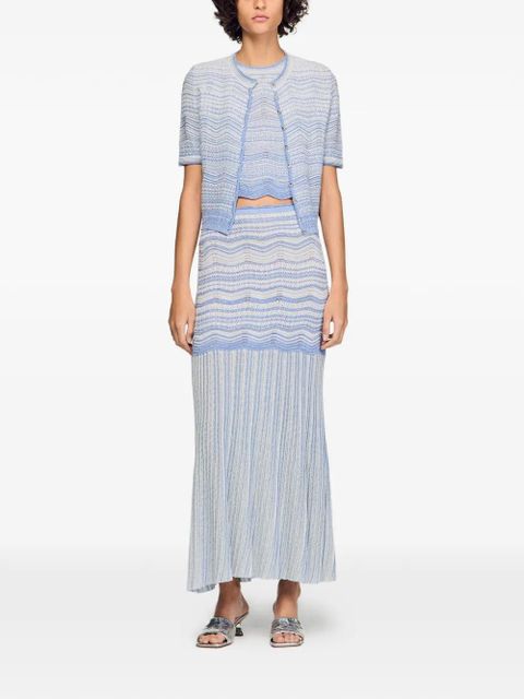 SANDRO chevron pleated knitted skirt - Blue - zdjęcie produktu nr 2
