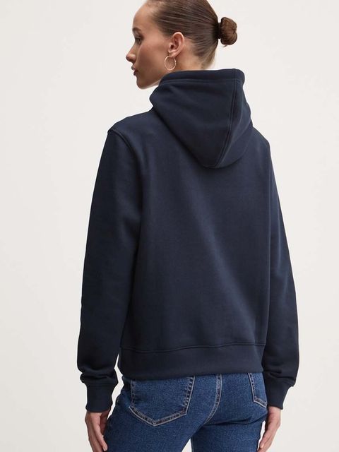 Guess Jeans bluza damska kolor granatowy z kapturem z aplikacją W4YQ09 KC811