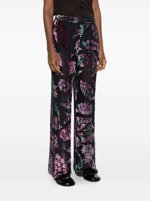 ETRO floral-print velvet pants - Black
