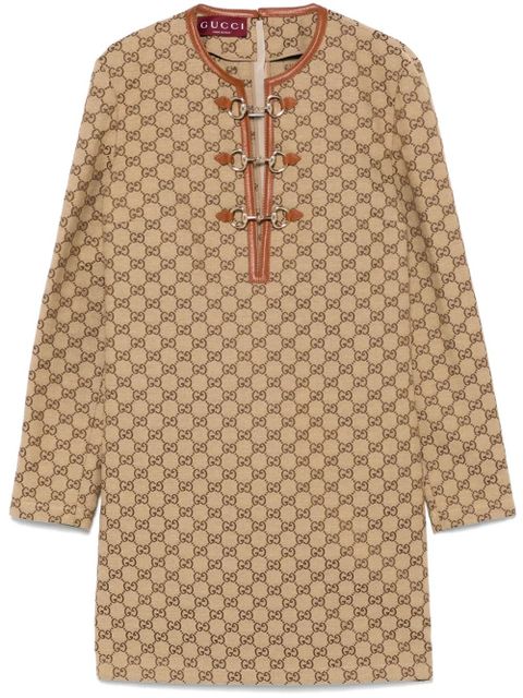 Gucci GG-canvas Horsebit-detail mini dress - Brown - zdjęcie produktu nr 1