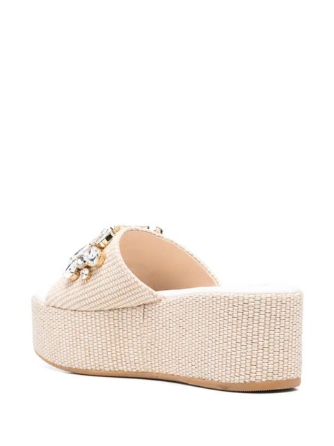 Casadei 65mm crystal-embellished sandals - Neutrals