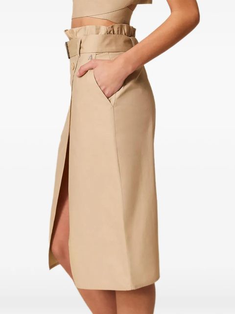 TWINSET belted poplin midi skirt - Neutrals