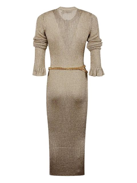 Self-Portrait ribbed-knit midi dress - Gold - zdjęcie produktu nr 2