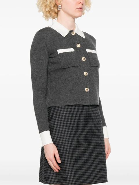 Self-Portrait cashmere-blend cardigan - Grey