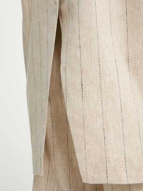 Answear.LAB marynarka z domieszką lnu kolor beżowy jednorzędowa wzorzysta - zdjęcie produktu nr 2