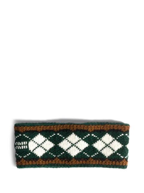 Miu Miu logo-embroidery argyle-pattern headband - Green - zdjęcie produktu nr 1