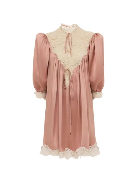 Chloé lace-trim silk dress - Pink - zdjęcie produktu nr 1