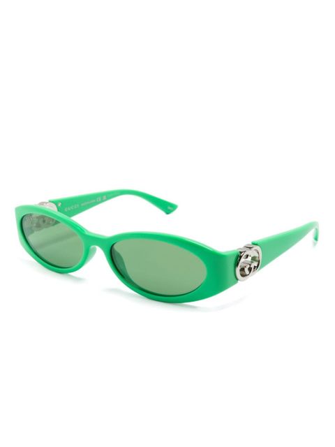 Gucci Eyewear Interlocking G oval-frame sunglasses - Green - zdjęcie produktu nr 2