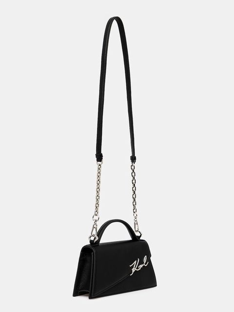 Karl Lagerfeld torebka skórzana K/SIGNATURE kolor czarny A1W30458