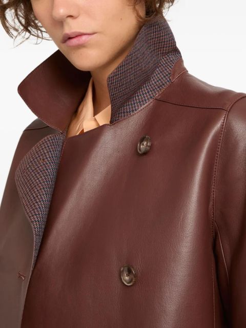 Yves Salomon double-breasted leather coat - Red