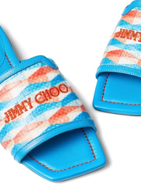 Jimmy Choo Nako diamond-print slides - Blue