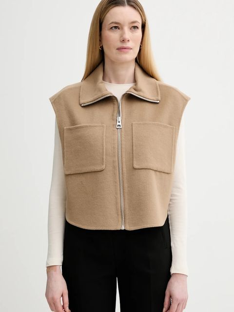 Marc O'Polo bezrękawnik z dodatkiem wełny kolor beżowy przejściowy 600005172013 - zdjęcie produktu nr 1