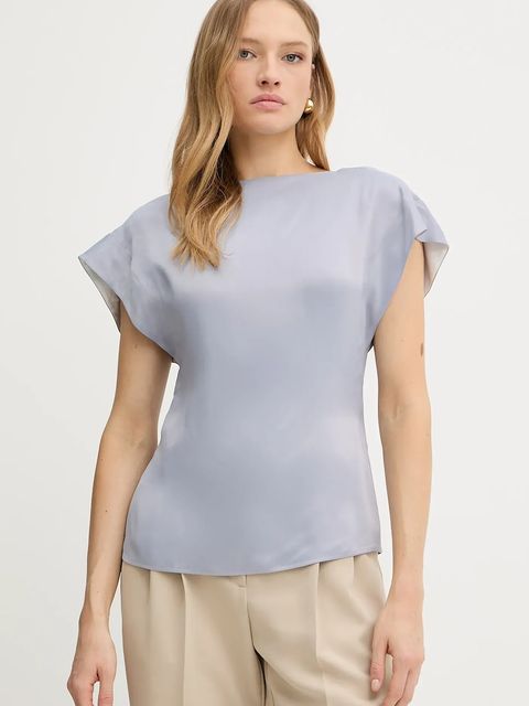 BOSS bluzka damska kolor niebieski gładka 50541815 - zdjęcie produktu nr 1