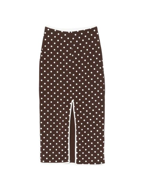 Rowen Rose polka dot-pattern slit midi skirt - Brown - zdjęcie produktu nr 2