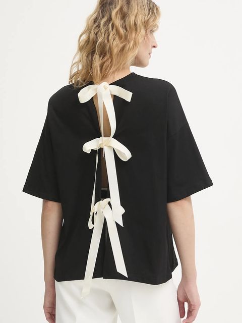 Never Fully Dressed t-shirt bawełniany damski kolor czarny NFDTO1966 - zdjęcie produktu nr 1