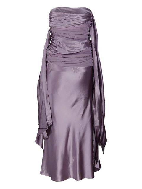Christopher Esber draped-waist silk midi dress - Purple - zdjęcie produktu nr 2