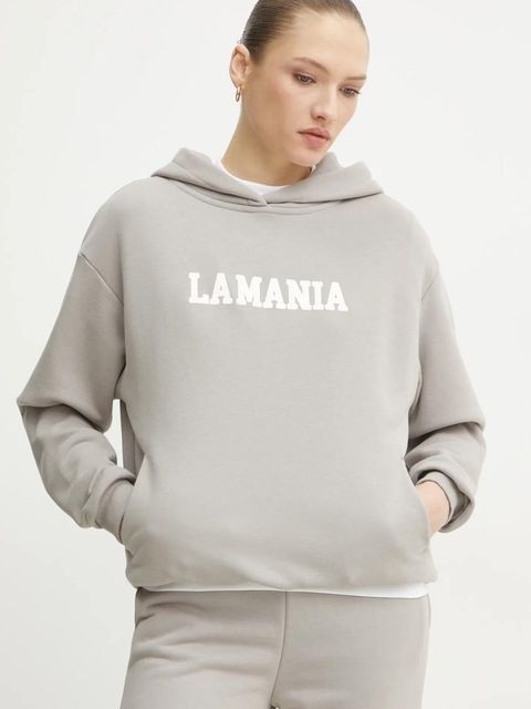 La Mania bluza damska kolor beżowy z kapturem z nadrukiem YOUNG - zdjęcie produktu nr 1