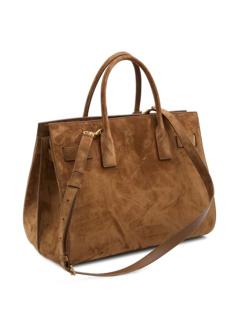 Saint Laurent small Sac de Jour suede tote bag - Brown