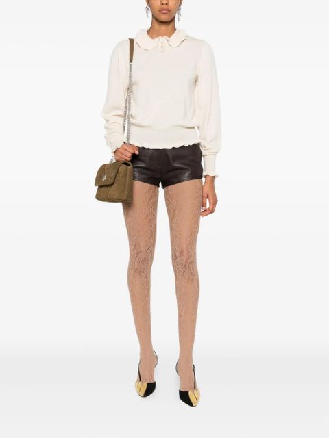 Valentino Garavani ruffled-collar cashmere polo top - Neutrals - zdjęcie produktu nr 2