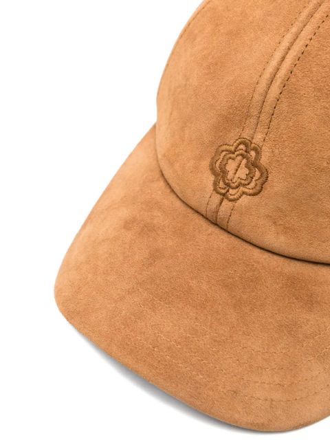 Maje embroidered-logo suede cap - Brown