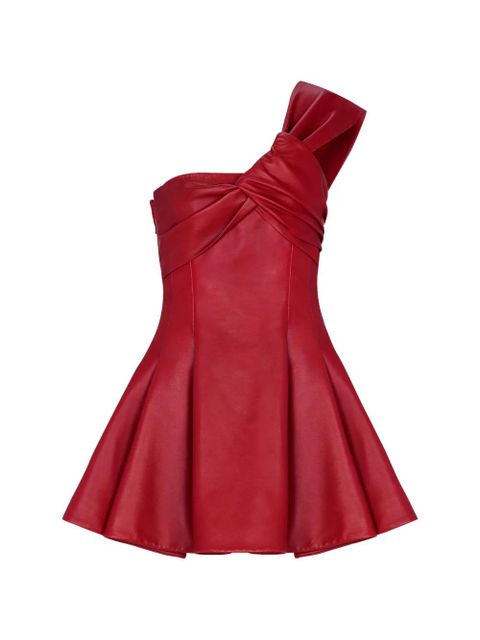Balmain one-shoulder leather mini dress - Red - zdjęcie produktu nr 1