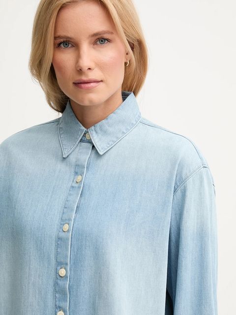 Calvin Klein Jeans koszula jeansowa damska kolor niebieski regular z kołnierzykiem klasycznym LV047D752G