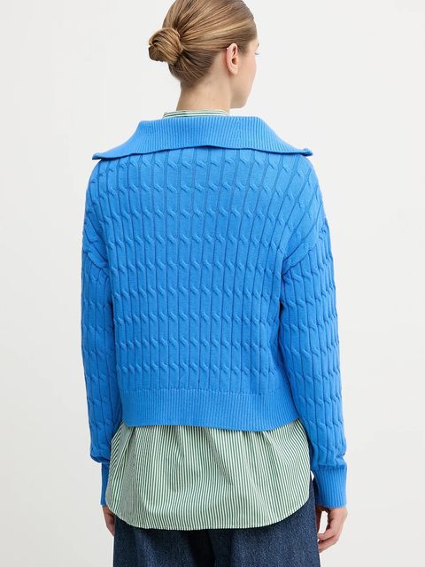 Tommy Hilfiger sweter bawełniany damski kolor niebieski z golfem WW0WW47643