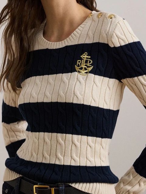 Lauren Ralph Lauren sweter bawełniany kolor beżowy 200957480