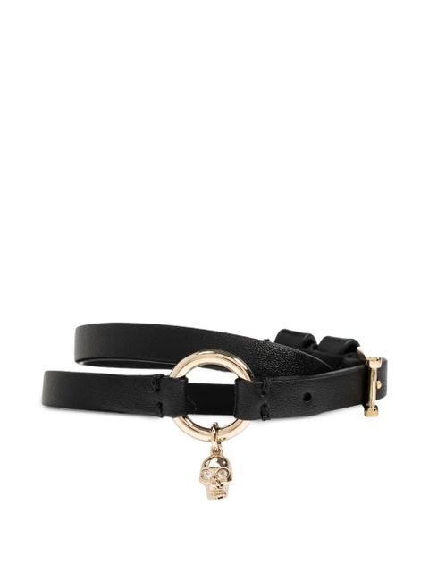 Alexander McQueen skull-charm leather bracelet - Black - zdjęcie produktu nr 1