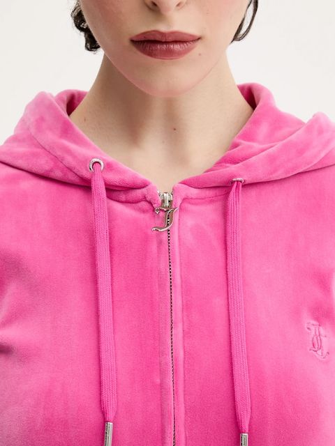 Juicy Couture bluza damska kolor różowy z kapturem gładka JCAP176