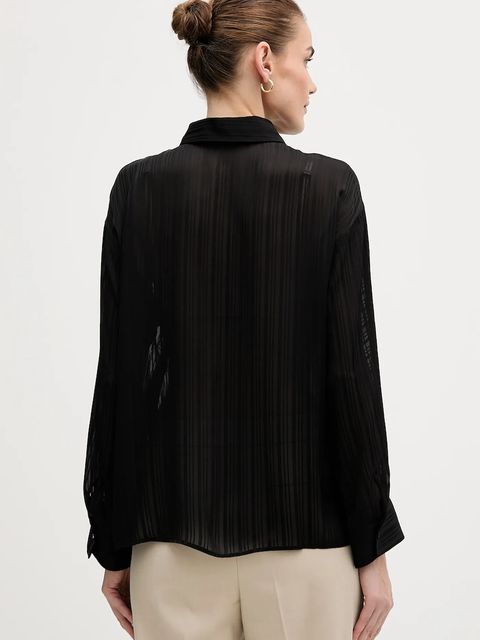 Sisley koszula damska kolor czarny relaxed z kołnierzykiem klasycznym 5FGXLQ0A6