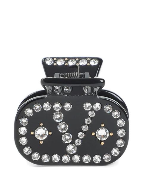 Valentino Garavani embellished-logo hair clip - Black - zdjęcie produktu nr 1