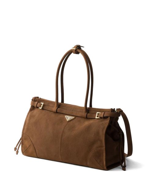 Prada Bonnie large nubuck leather handbag - Brown