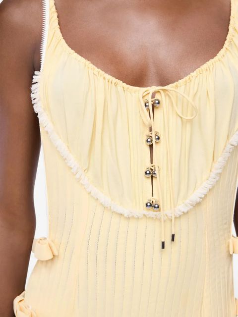 Rabanne lace-trim midi dress - Yellow