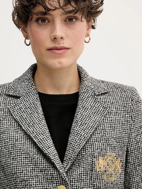 Tommy Hilfiger marynarka z dodatkiem wełny kolor czarny jednorzędowa wzorzysta WW0WW48786