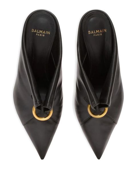 Balmain 75mm piercing-detail mules - Black
