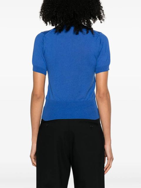 Vivienne Westwood Orb-embroidered fine-knit top - Blue