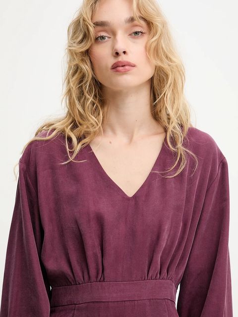 Answear.LAB sukienka kolor bordowy mini rozkloszowana