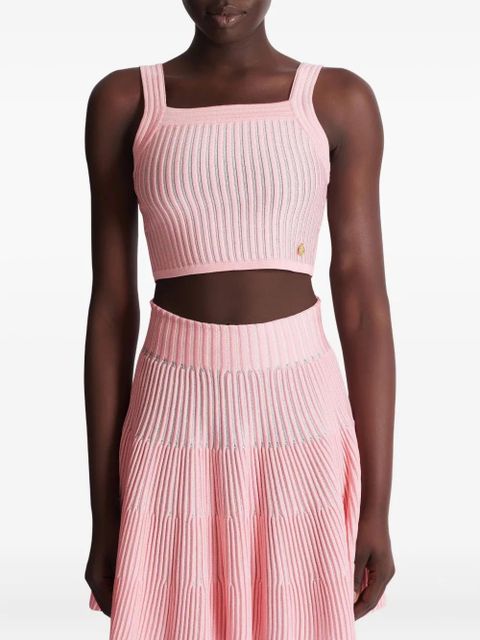 Balmain ribbed square-neck top - Pink