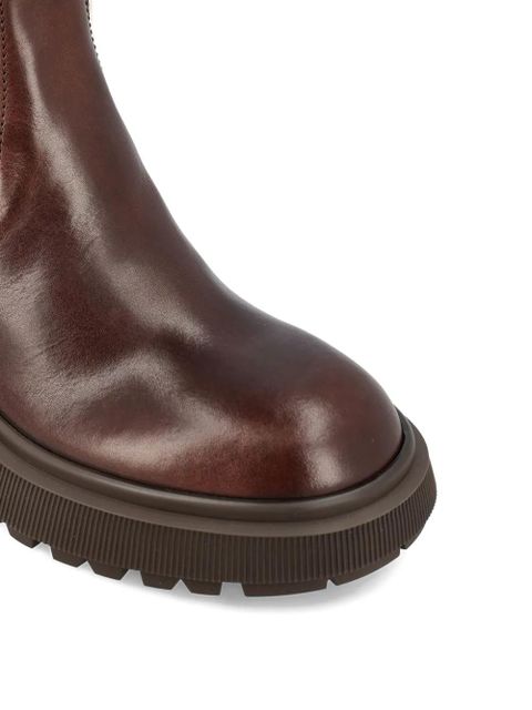 Jimmy Choo knit-trim leather boots - Brown