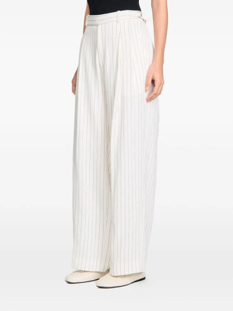 SANDRO belted striped wide-leg trousers - Neutrals - zdjęcie produktu nr 2