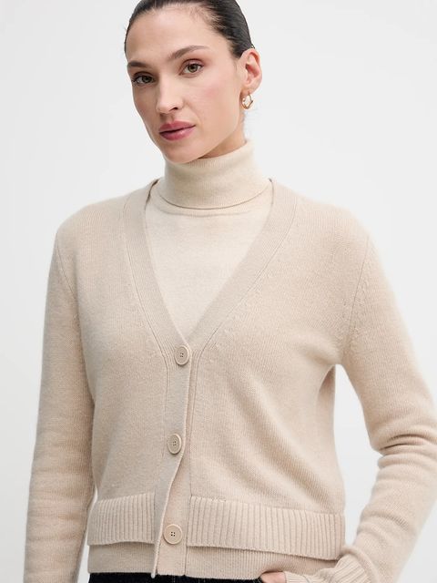 Sisley kardigan z dodatkiem wełny damski kolor beżowy lekki 122WL602S