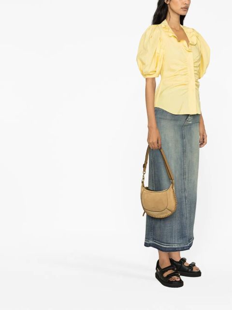 ISABEL MARANT ruffle-neck ruched blouse - Yellow