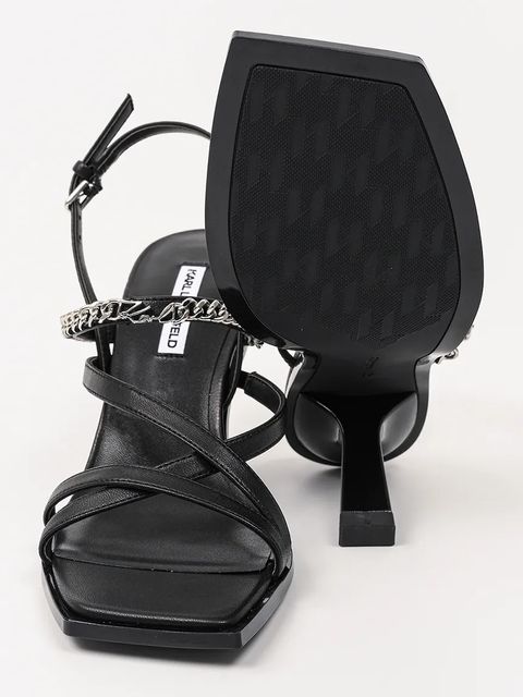 Karl Lagerfeld sandały skórzane KARMEL damskie kolor czarny na szpilce KL33625