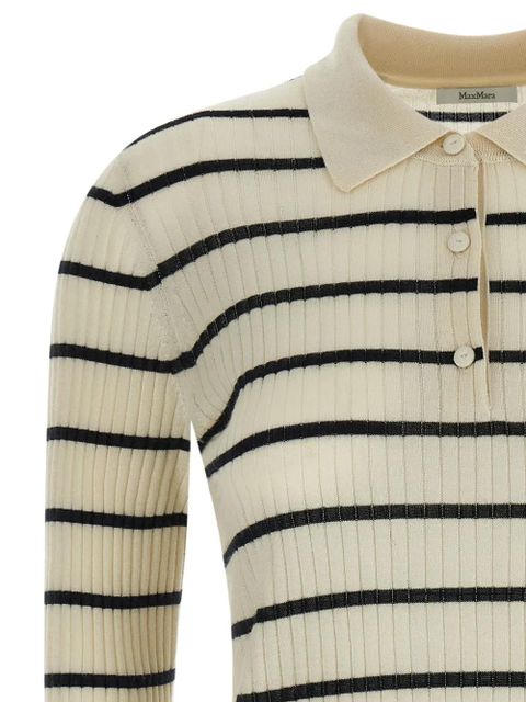 Max Mara Gitano striped ribbed polo top - Neutrals