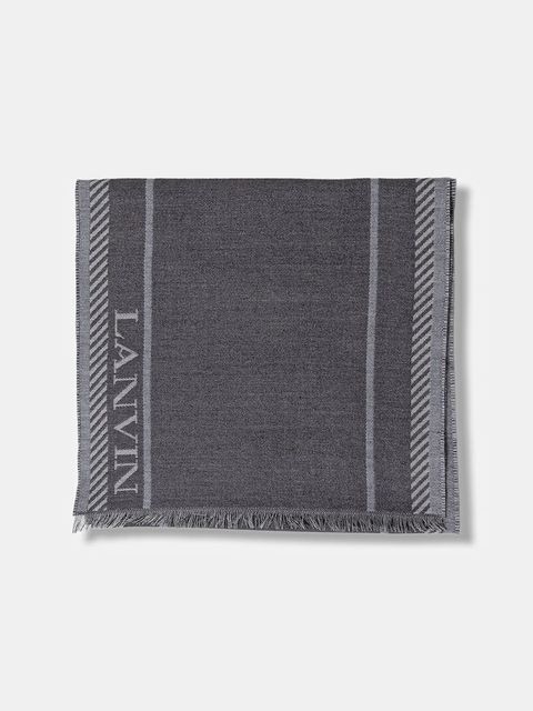 Lanvin szalik z dodatkiem wełny damski kolor szary 710009280